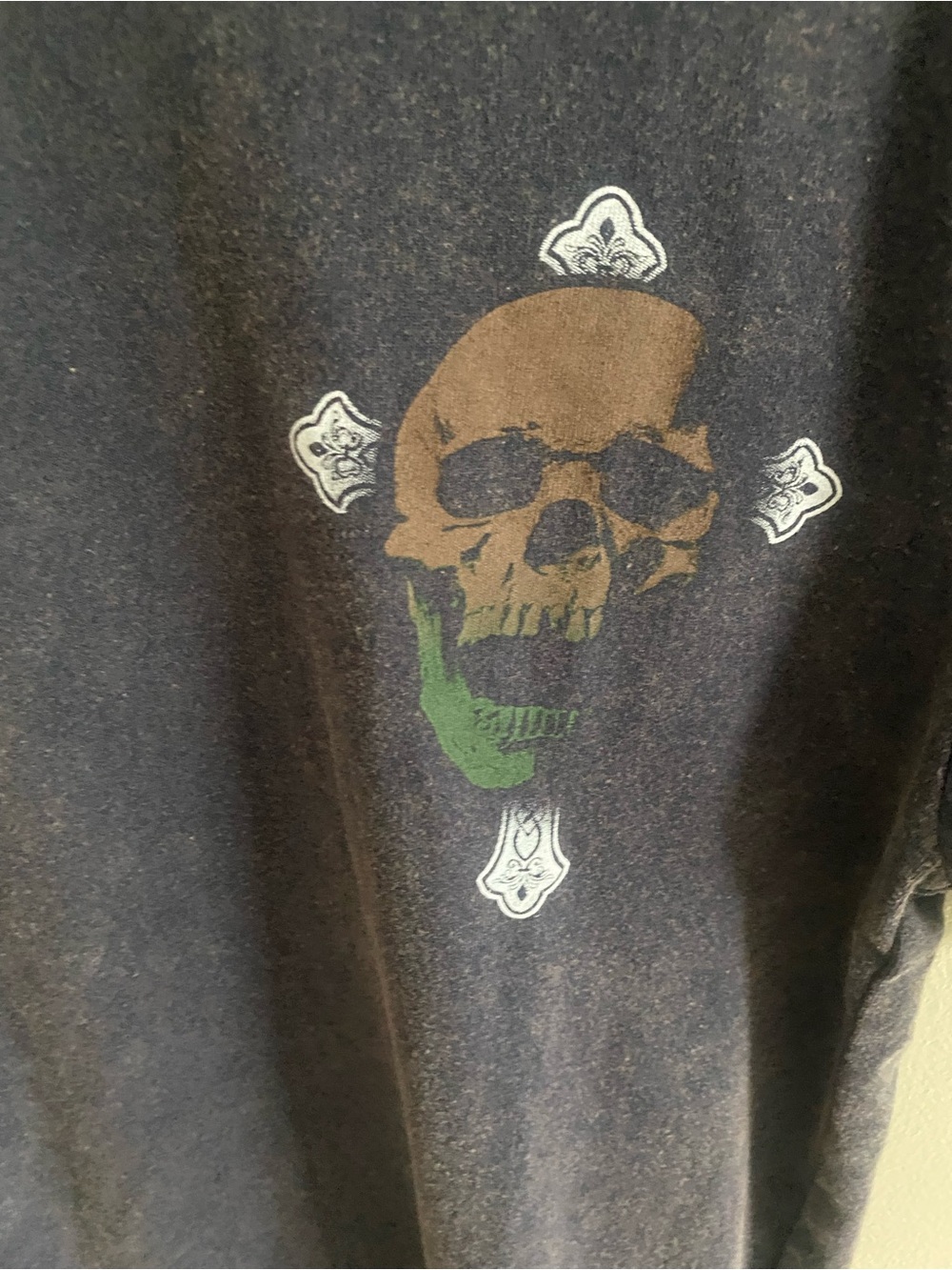 CO Black Short Sleeve Tee with Brown & Green Skull Chest Graphic - Picture 2 of 7